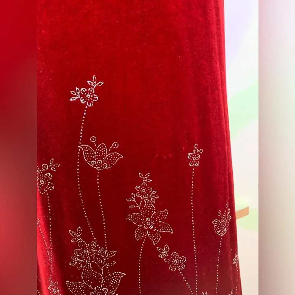 90s Velvet Red Maxi Dress - Picture 4 of 5